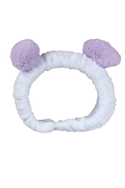 Toyaş Ανοιχτό μπλε λιλά βελούδινο μακιγιάζ με πομπόν μπαντάνα για μακιγιάζ σπα