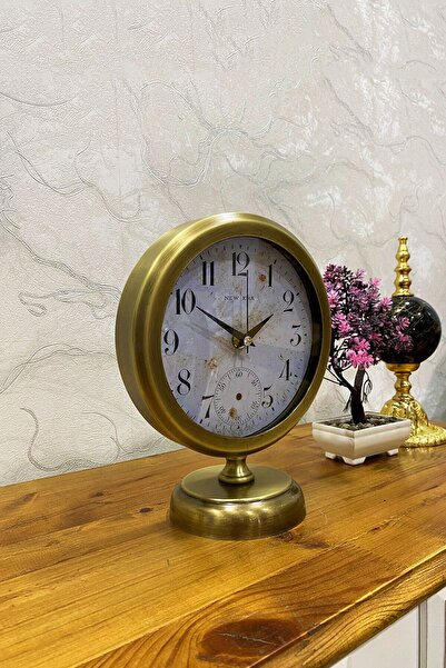 Genel Markalar 25x20 Cm Eskitme Metal Lüks Masa Saati