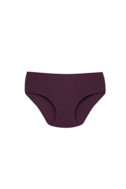 Ramior Chiloți pentru femei, cu talie înaltă, cu textura moale, cu nervuri, 5 piese, roșu, prune, negru, gri, cafeniu