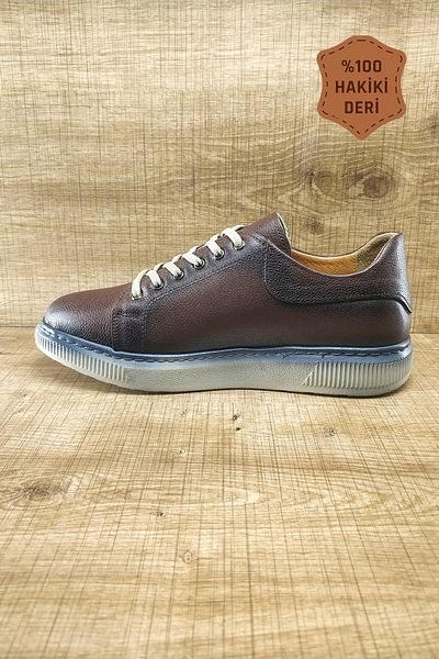 Endurstep Ορθοπεδικά Γνήσιο Δέρμα με κορδόνια Καφέ Casual Ανδρικά Παπούτσια Cas0004