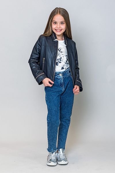 incity Girl's Leather Jacket with Zipper Detail