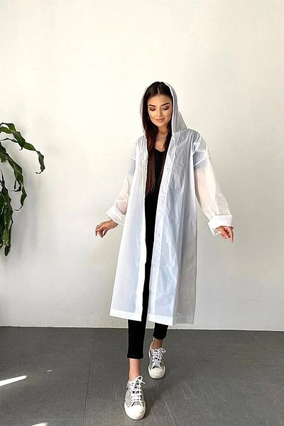 Orvila Eva Αδιάβροχο Μακρύ Αδιάβροχο Unisex - Γυναικείο Ανδρικό κουκούλα με κουκούλα Στάνταρ μέγεθος