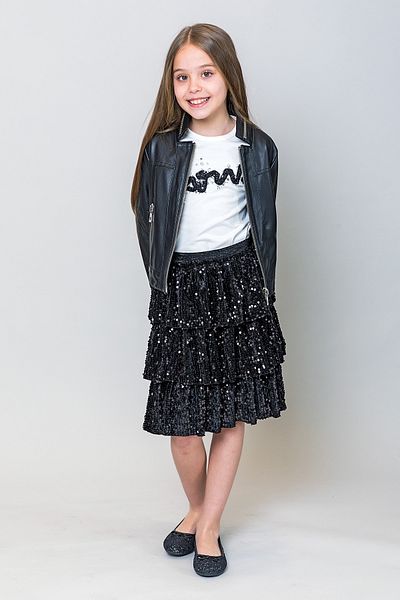 incity Girl's Leather Jacket with Zipper Detail
