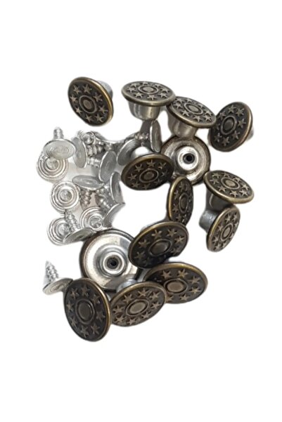 Genel Markalar Büyük Boy 10 Adet Kot Pantolon Düğmesi, Jean Düğmesi Antik Sarı (bronz) 17mm