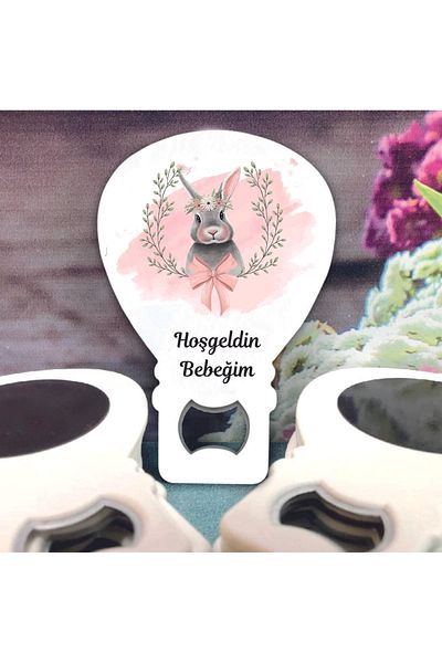 Ege ajans 10 (card and gelatin) baby rabbit balloon opener magnet