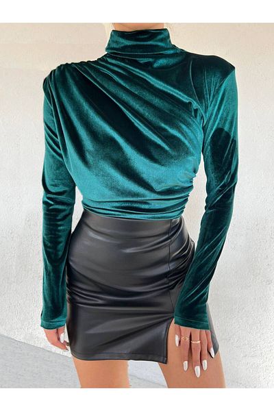 Butik Beyza Tesatura de catifea - Bluza adunata
