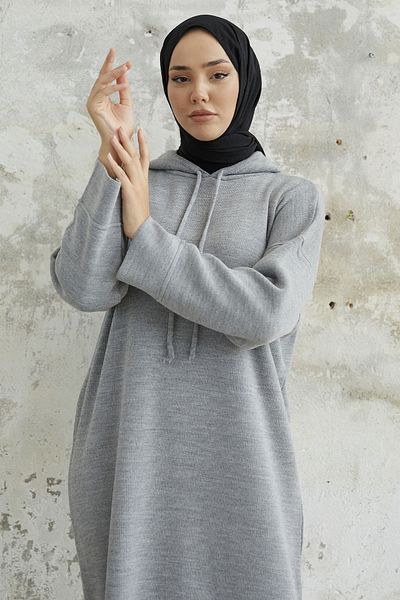 InStyle İvona Kapuzen-Strickkleid – Grau