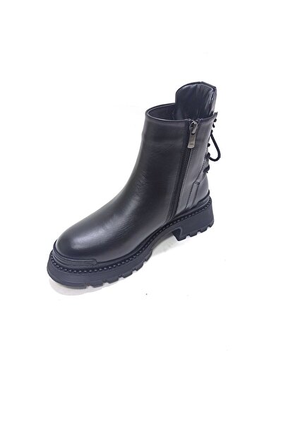 ALBİNİ SİYAH DERİ KADIN POSTAL BOT AYAKKABI