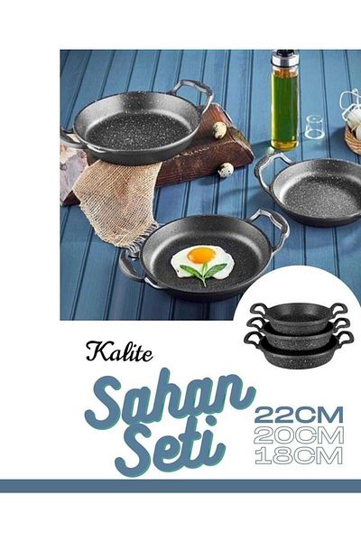 BERTA Laviss Essenso Set of 3 - Black Granite Pans, 18-20-22 cm