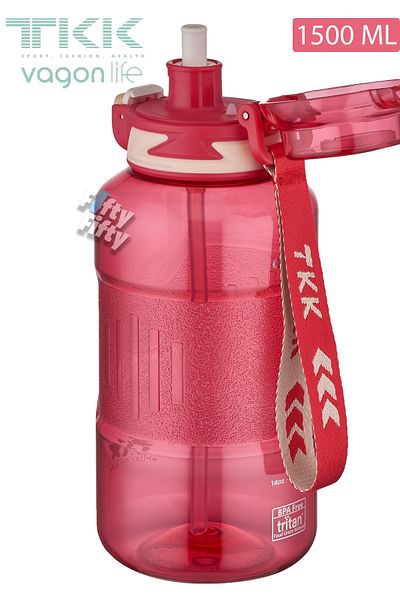 Vagonlife TKK 1500 ML Dual Use Tritan Water Bottle with Straw/Comfortable Drinking Bpa Free Strap FFTKK1021-1500