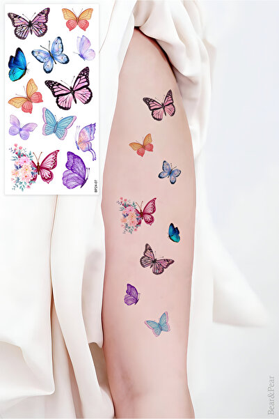 BP Tattoo Renkli Kelebekler Geçici Dövme