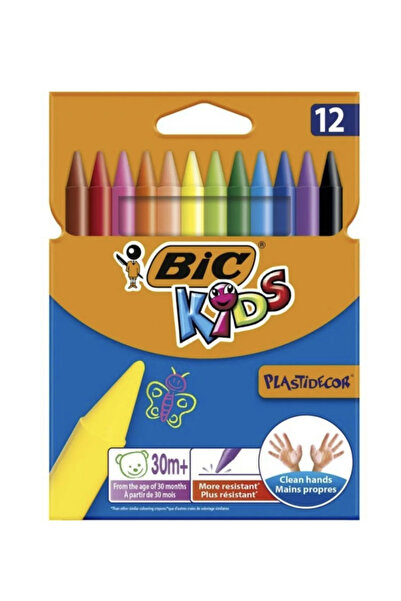 Bic 12 قلم تلوين باستيل - ديكور بلاستيك للأطفال