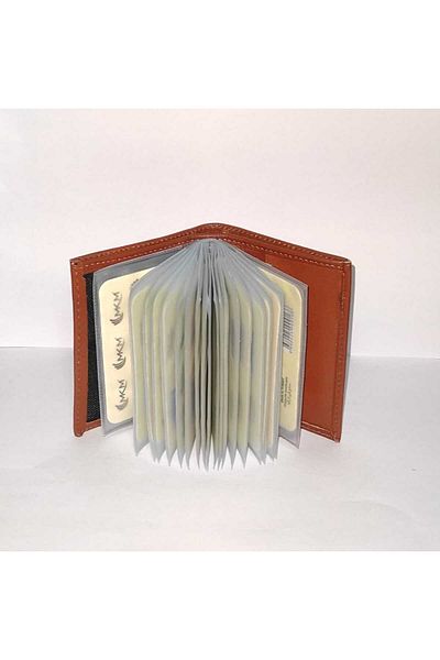 firdevsi hobi real leather vertical transparent card holder wallet