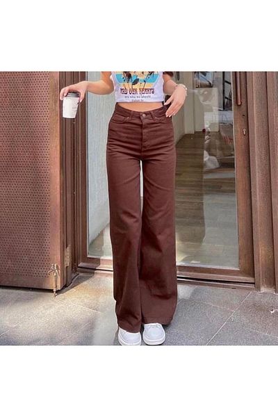 Touz Brown Wide Leg Jean Palazzo Wide Leg Denim Trousers