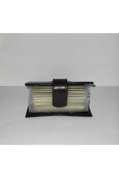 firdevsi hobi Πορτοφόλι με διαφανή θήκη για κάρτες από γνήσιο δέρμα με κάθετο κούμπωμα