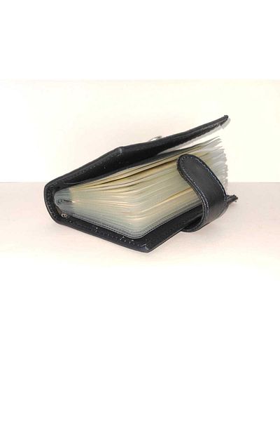 firdevsi hobi real leather vertical snap transparent card holder wallet