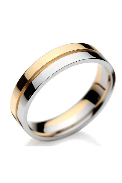 deren gümüş 4mm 2Renkli Gümüş Alyans Erkek Kadın Alyans