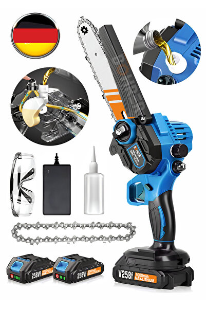 BÖHRER Akülü V258 5000 mAh Yağ Emzikli Profesyonel Şarjlı Akülü Budama Testeresi , Odun Kesme AĞAÇ Budama