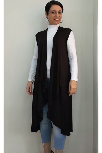 Mertcan Butik Black shawl collar combed cotton knitted vest