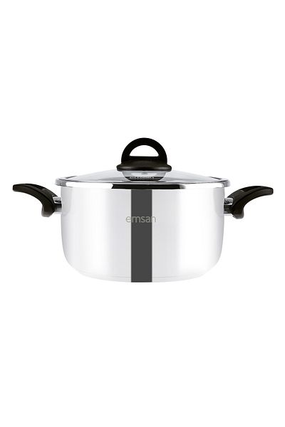 Emsan Vera Deep Steel Pot 22 Cm 4 Liters