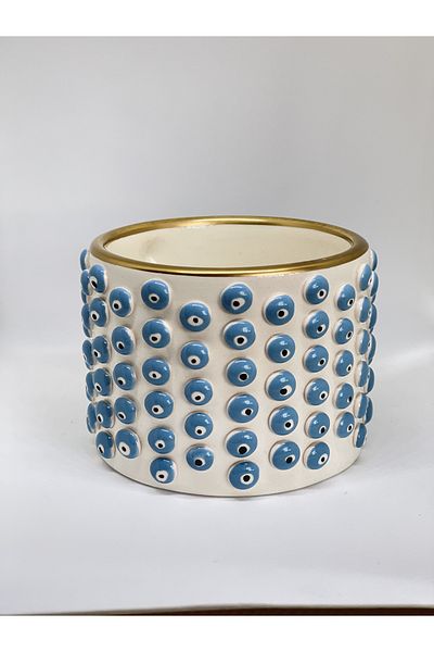 sim atölye Evil Eye Bead Patterned Handmade Coffee Cup