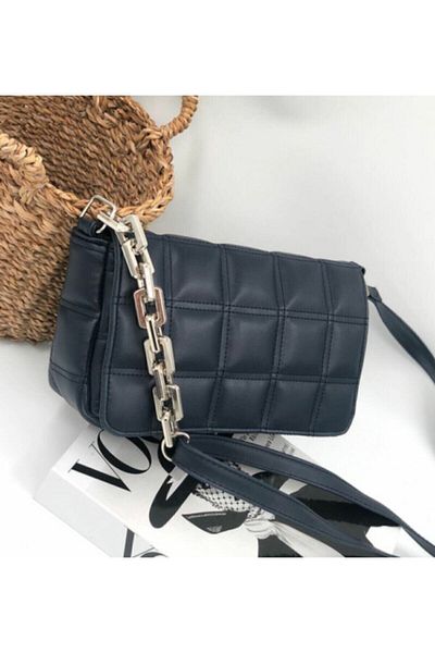 CuCu Bag's Geantă matlasată brodata de damă neagră