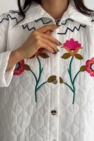 FEMELLE Women's Embroidered Vintage Casual Oversize Jacket