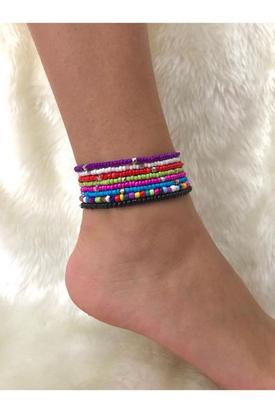 Beykan Anklet 8 Pcs Rainbow Set No:4