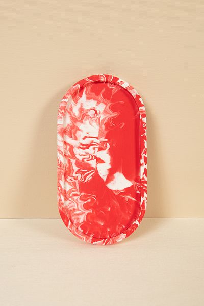 Handmeight Concrete Red White Marble Patterned Coaster / Presentation Stand / Tray / Decorative Product