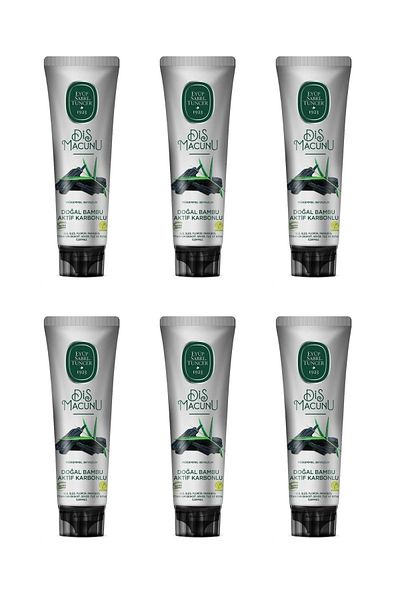 Eyüp Sabri Tuncer Natural Bamboo Activated Carbon Toothpaste 6 Pieces 90Ml