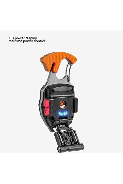 ZEOZA Çok Fonksiyonlu Mini Led Lamba Anahtarlık ve Çakmak USB Şarjlı Kamp İçin Taşınabilir Tam 7 Modlu