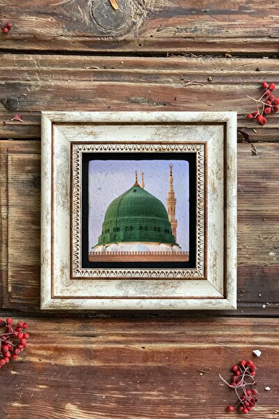 Oscar Stone Decor Çerçeveli Taş Duvar Dekoru Tablo 20x20cm Mescid-i Nebevî Me...