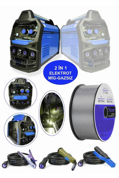 BÖHRER SÜPER İKİSİ BİR ARADA 200 AMPER GAZSIZ GAZALTI MIG + MMA İNVERTER KAYNAK MAKİNESİ