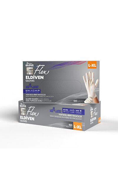 Reflex Flex Eldiven Flex White Powder-Free Gloves 100 Pcs (1 BOX) Size L-xl