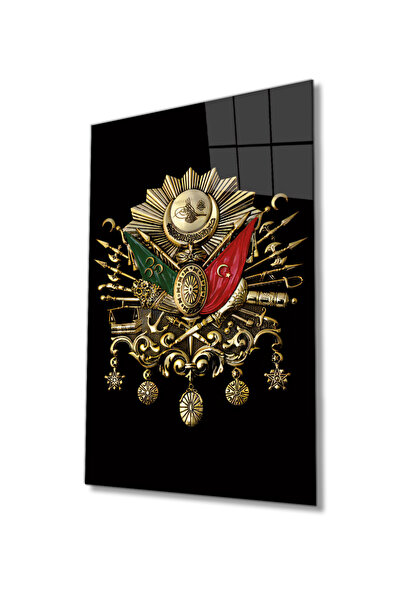 Genel Markalar Osmanlı Arması Tuğrası Cam Tablo, Ev ve Ofis Duvar Dekoru, Hed...