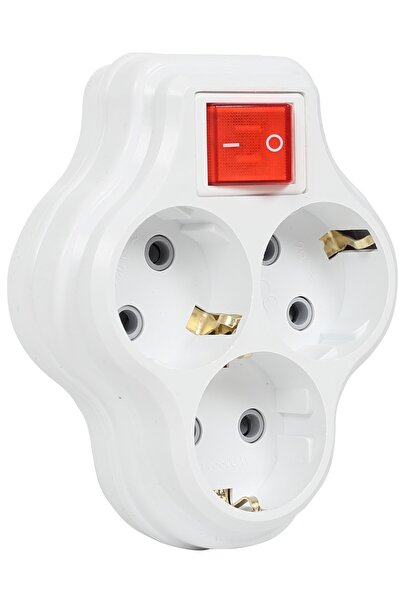 TİMSAL ELEKTRİK Üçlü ( 3'lü ) Anahtarlı Çocuk Korumalı Golyat Priz Çoğaltıcı Grup Priz Fiş