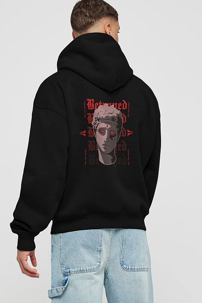 Ankhises Hanorac Oversize Negru Tradat cu Glugă - Bărbați Femei