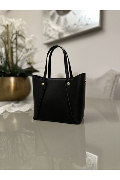 mossi Siyah Suni Deri Küçük Boy Kadın El Çantası