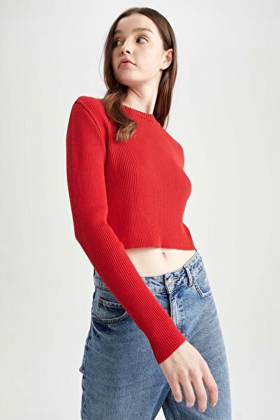 DeFacto Slim Fit Crew Neck Red Sweater Z6945az22wn