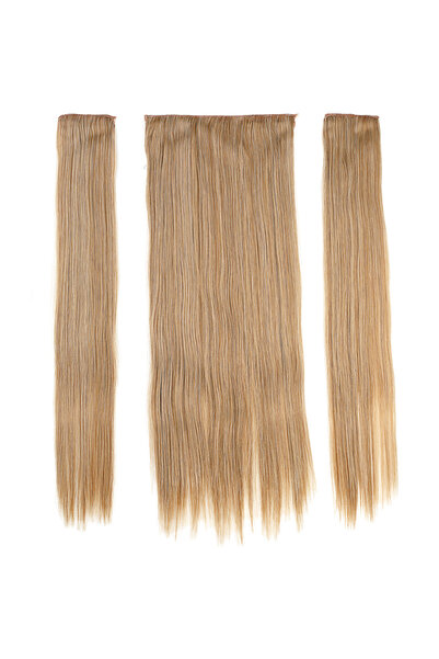 Marpessa Fiber Sentetik Düz Yarım Ay + 2 Yan Çıt Çıt - Karamel Platin Röfleli