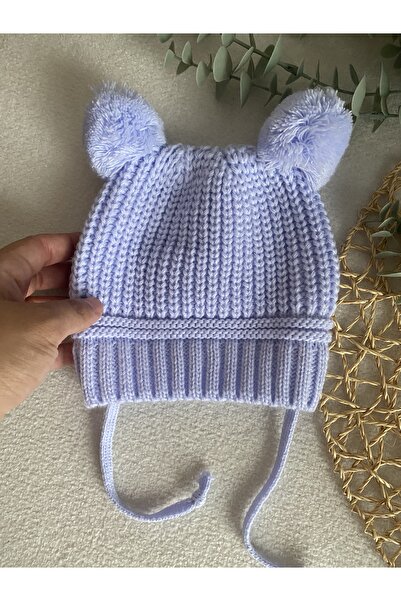 minikidsstore Ponponlu Örgü Desenli Yumuşak Bebek Beresi