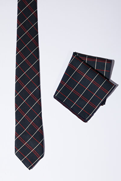 ALTINYILDIZ CLASSICS Чоловічий набір краватки та хустки з синьо-червоним візерунком