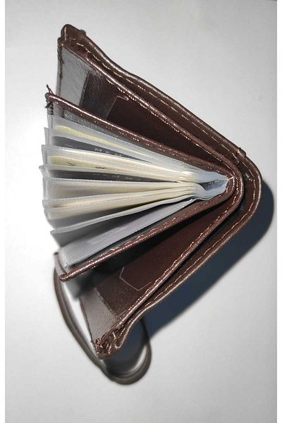 firdevsi hobi leather look vertical rubber card holder wallet