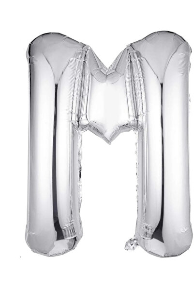 GÜZELYÜZ AVM Gümüş Balon 100 cm M Harfi -Harf Folyo Balon Silver Balon Büyük ...