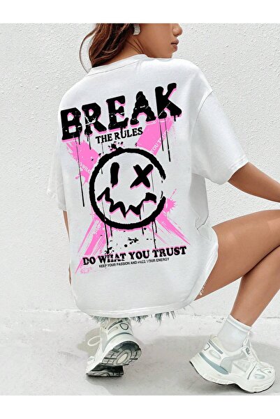 Adrift Tricou oversize cu desene animate și design grafic Seria Cartoon/Lette...