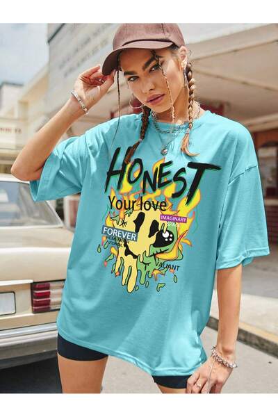 Adrift Tricou supradimensionat cu desene animate și design grafic, seria Cart...