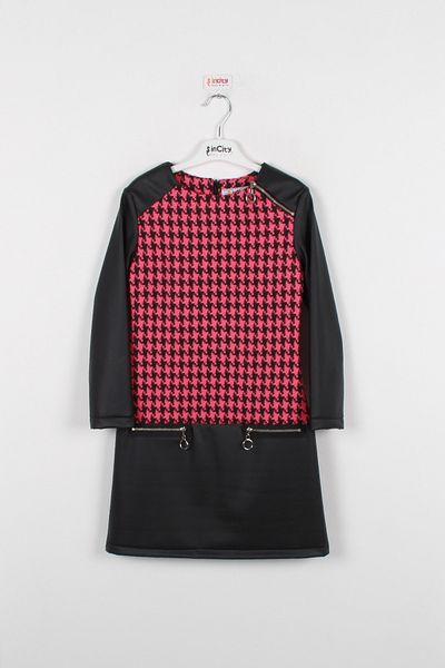 incity Δερμάτινο φόρεμα για κορίτσια με σχέδιο Houndstooth