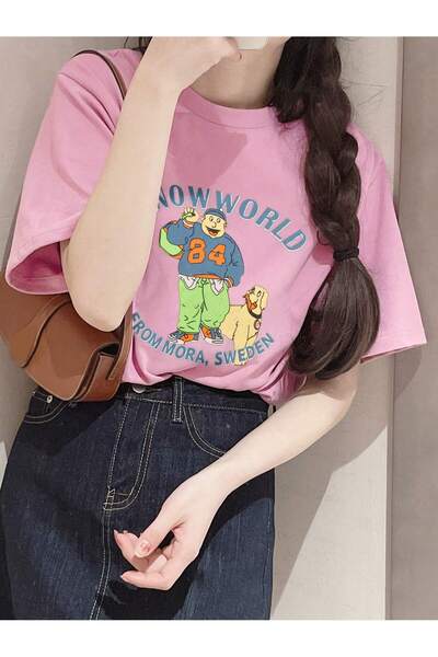 Adrift Tricou supradimensionat cu desene animate și design grafic, seria Cart...