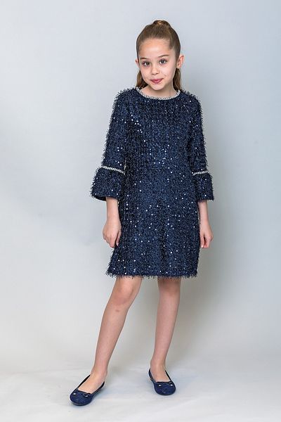 incity Girl's 3/4 Sleeve Sequined Evening Dress