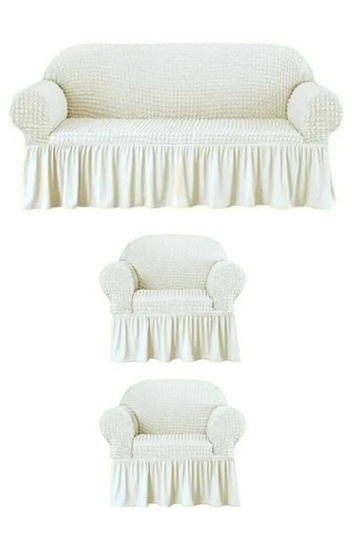 FurkanTicaret Canapea 3+1+1, canapea înfășurată din material textil și set de canapea - 1 bucată din 3, 2 bucăți single